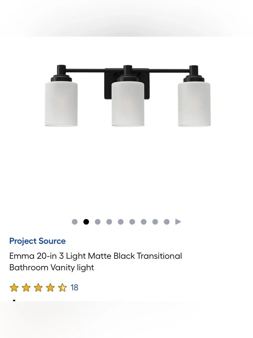 New Project Source Emma matte black Modern 3-Light Bathroom Vanity Light Fixture